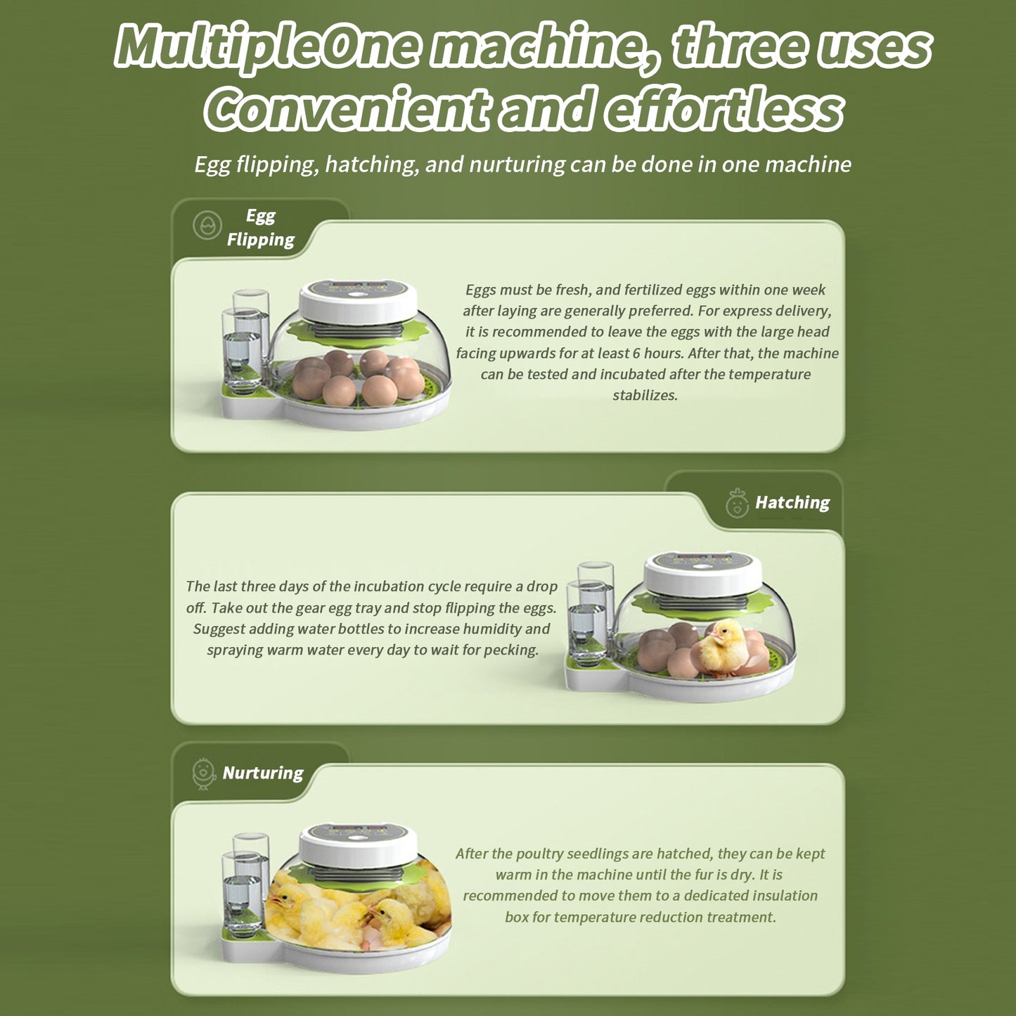 Egg Incubators with Automatic Temperature and Humidity Control, 360 Clear Egg Candler Egg Flipper 12 Single Batteries