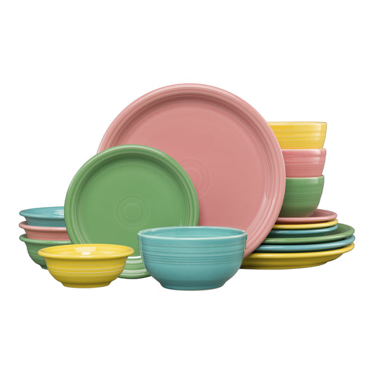 Fiesta Coupe Bistro 16Pc Ceramic Dinnerware Set Mixed Pastel