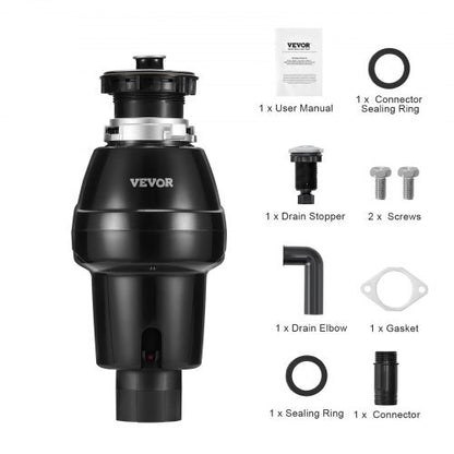 Garbage Disposal, 3/4HP 3250RPM Continuous Feed Food Waste Disposer, EZ Connect Food Waste Grinding System with Sound Reduction, Power Cord & Splash Guard for Kitchen Sinks