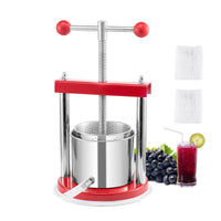 0.44 Gal/1.65L Fruit Wine Press, 2 Stainless Steel Barrels, Manual Juice Maker, Cider Apple Grape Tincture Honey Olive Oil Making Press with T-Handle for Outdoor Kitchen Home