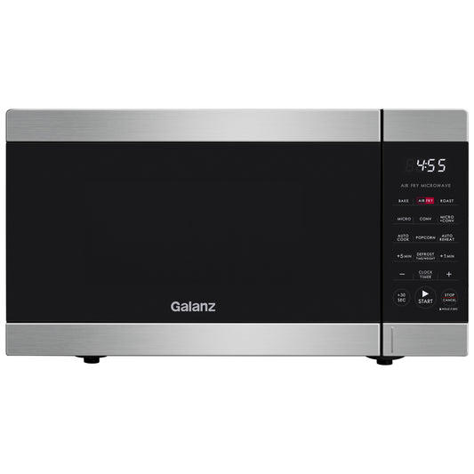 Galanz 0.9 Cu Ft Air Fry Countertop Microwave, 900 Watts, Stainless Steel, New