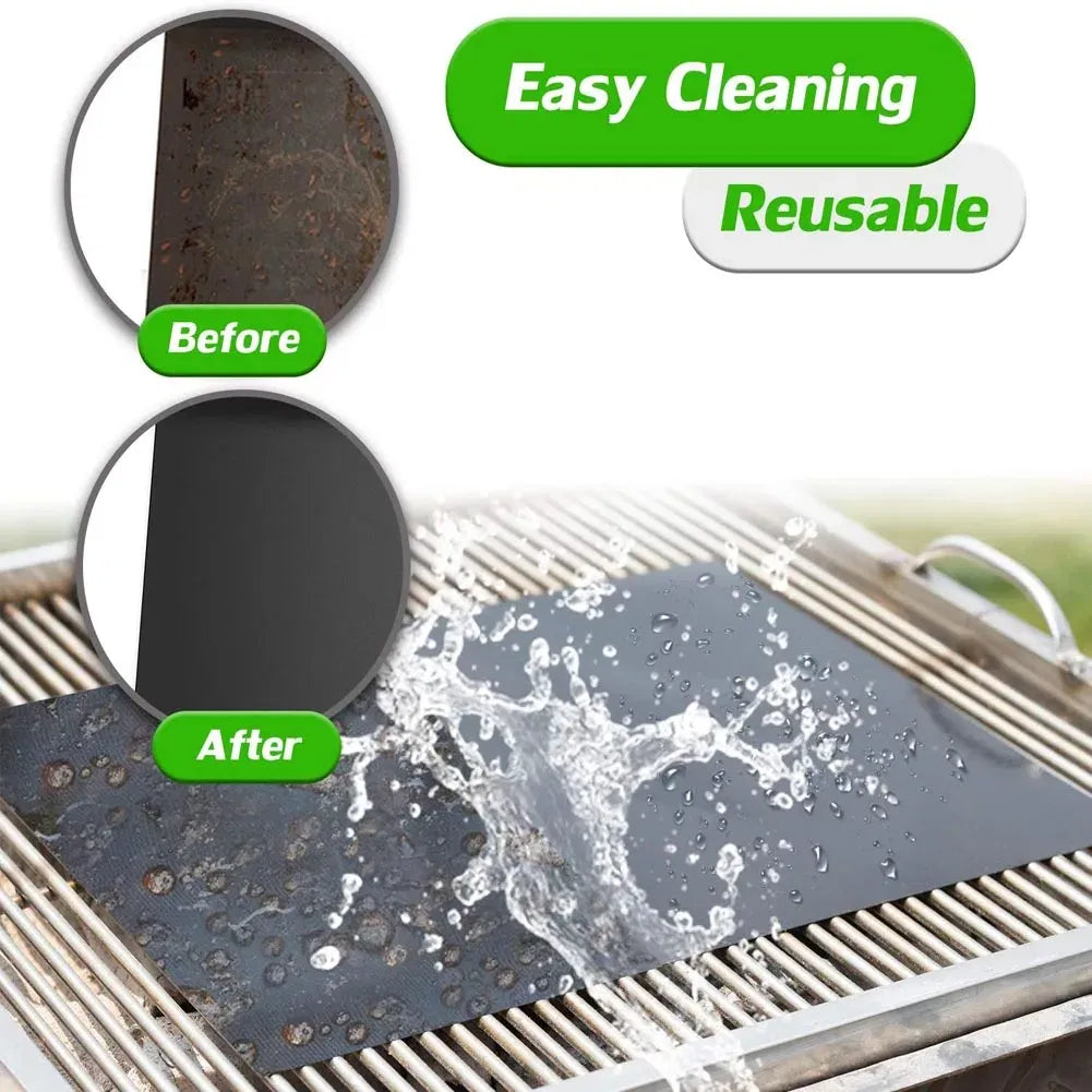 Color: Red - BBQ Grill Mat Non-stick Mat Heat Resistant Grill Mat Outdoor Baking Reusable Barbecue Party Mat 40x33cm Grill Accessories