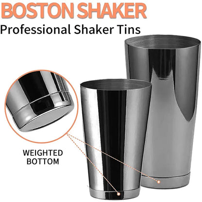 Color: black - Stainless Steel Boston Shaker Bar Shaker with different Surface Finish -2 Piece Cocktail Shaker, 15-Ounce and 25-Ounce
