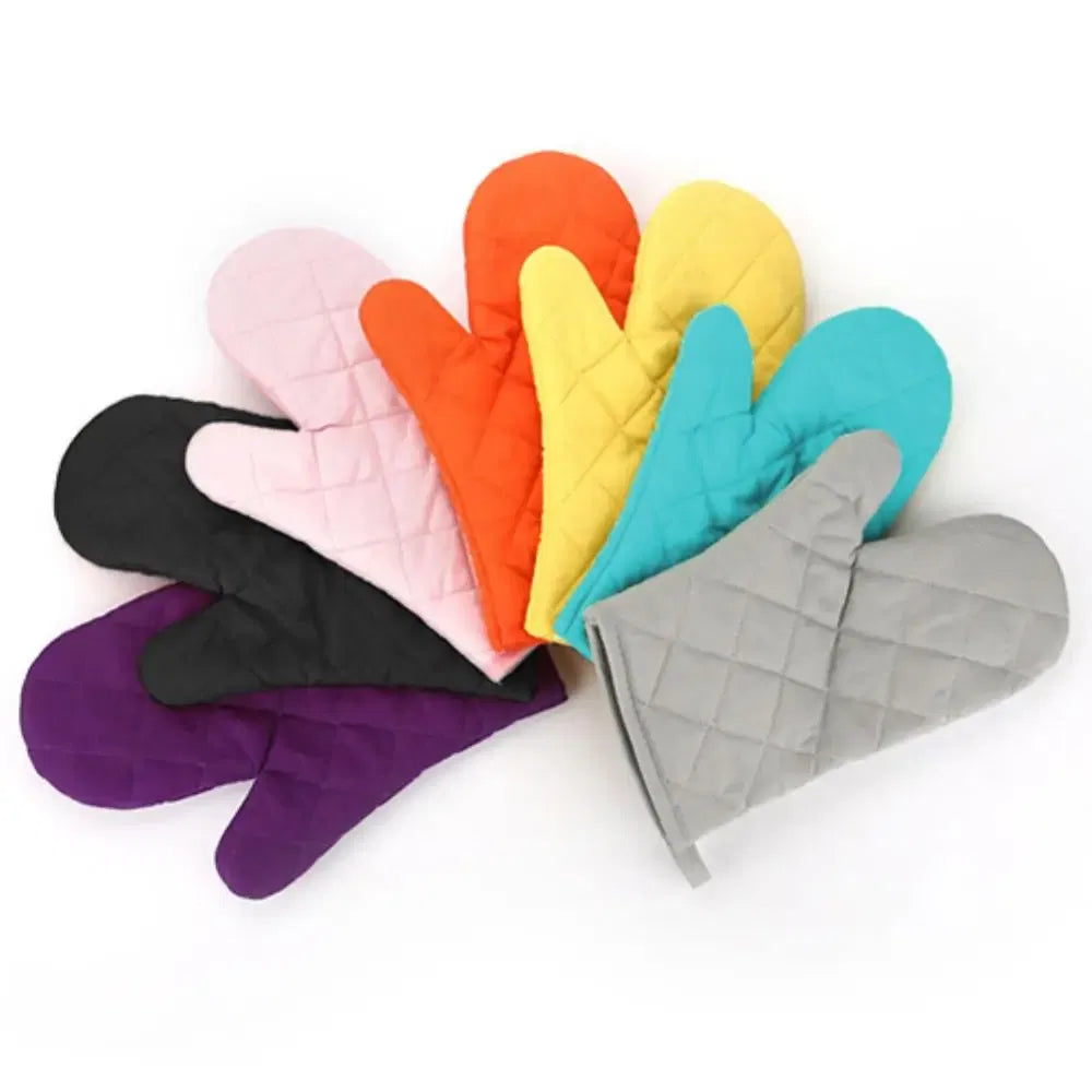 Color: Blue - Cotton Oven Mitt High Quality Heat Proof Resistant Protector Kitchen Cooking Pot Holder Glove Kitchen Bakeware
