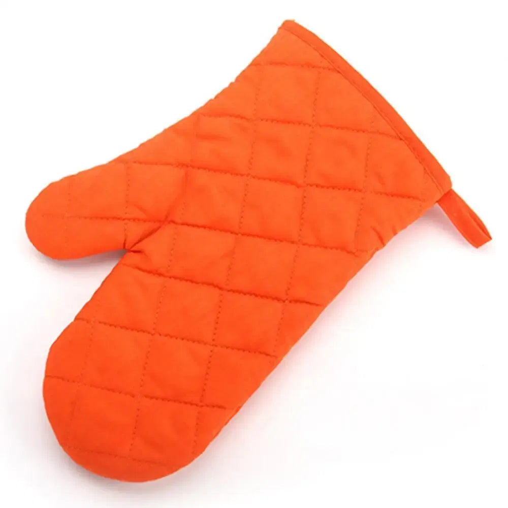 Color: Blue - Cotton Oven Mitt High Quality Heat Proof Resistant Protector Kitchen Cooking Pot Holder Glove Kitchen Bakeware