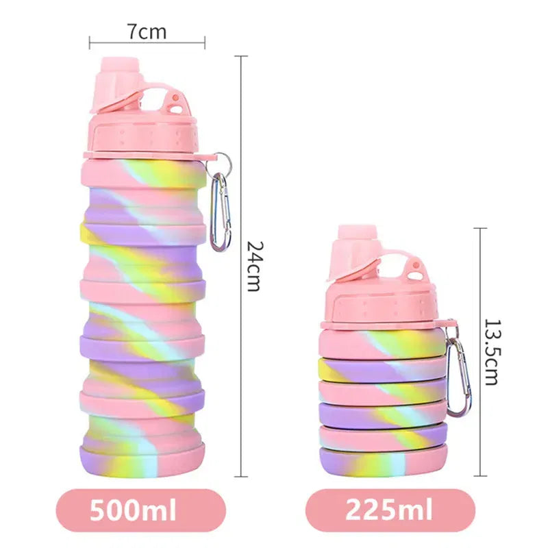 Color: Yellow, Capacity: 0.5L - Portable Silicone Foldable Water Bottle, Outdoor Sports, Mountaineering, Riding, New, 2024