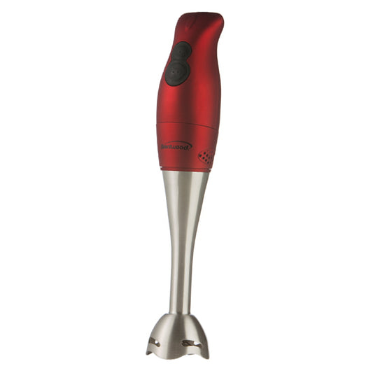 Brentwood 2-Speed Hand Blender - Red Soft Grip Handle | Blending, Pureeing, Crushing | Stainless Steel Blades | Lightweight & Easy to Clean