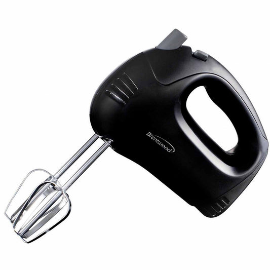 Brentwood 5-Speed Hand Mixer in Black - Ergonomic, Lightweight Electric Mixer for Effortless Mixing and Whipping | Dishwasher Safe Beaters | Powerful 150w Motor | Control Speed with One Hand