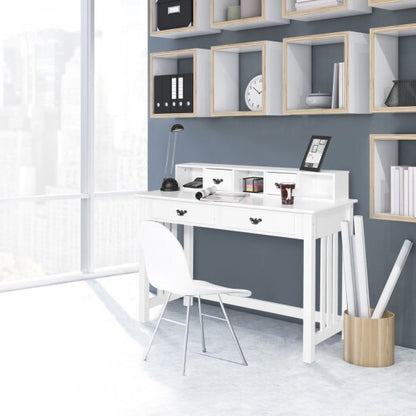 Home Office Writing Desk with 4 Drawer Computer Study Table - Color: White