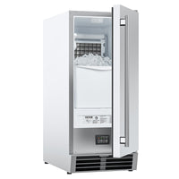Undercounter Built-in Ice Maker, 50 Lbs/Day Under Counter Ice Maker Machine with Reversible Door Stainless Steel, Freestanding Ice-Making Machine for Restaurant, Outdoor Kitchen, Terrace, Pool