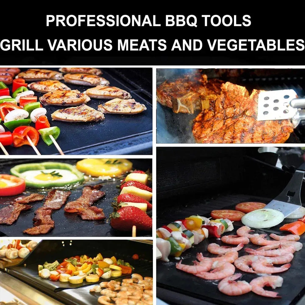 Color: Red - BBQ Grill Mat Non-stick Mat Heat Resistant Grill Mat Outdoor Baking Reusable Barbecue Party Mat 40x33cm Grill Accessories