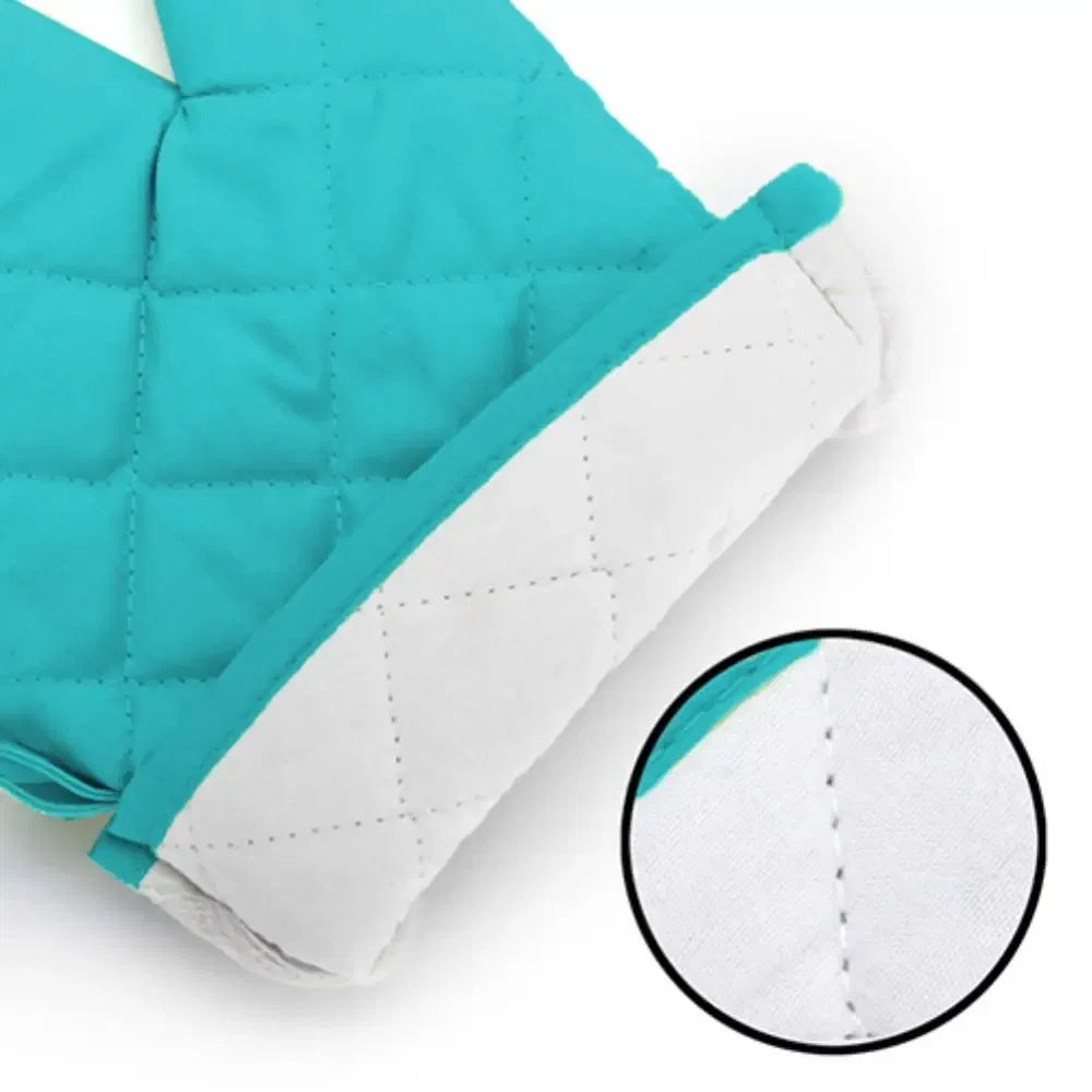 Color: Blue - Cotton Oven Mitt High Quality Heat Proof Resistant Protector Kitchen Cooking Pot Holder Glove Kitchen Bakeware