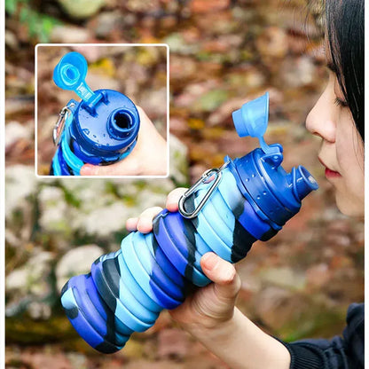 Color: Yellow, Capacity: 0.5L - Portable Silicone Foldable Water Bottle, Outdoor Sports, Mountaineering, Riding, New, 2024