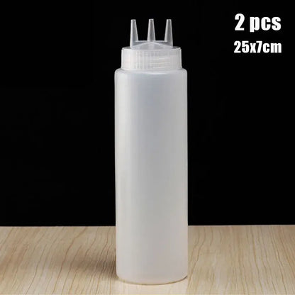 Color: Chocolate - 3 Holes 800ML Twist Cap Squeeze Bottle Food Grade Plastic Ketchup Mustard Mayo Sauces Olive Oil Bottles Kitchen Gadgets #1