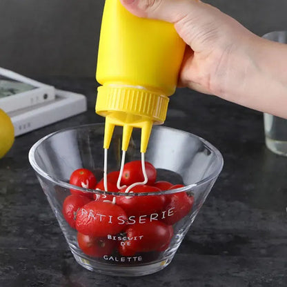 Color: Chocolate - 3 Holes 800ML Twist Cap Squeeze Bottle Food Grade Plastic Ketchup Mustard Mayo Sauces Olive Oil Bottles Kitchen Gadgets #1