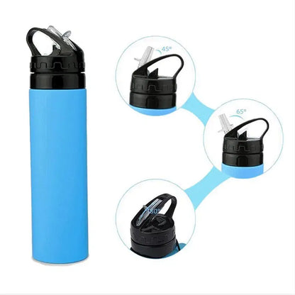 Color: Yellow, Ships From: CHINA, Capacity: 500-1000ml - 2024 New Outdoor Sports Silicone Water Bottle Mountaineering Riding Portable Silicone Foldable Water Bottle