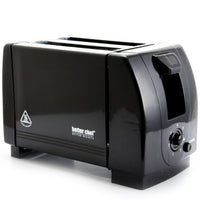Better Chef 2-Slice Black Toaster - Adjustable Browning Control - Convenient Cancel Button - Easy-to-Clean Crumb Tray