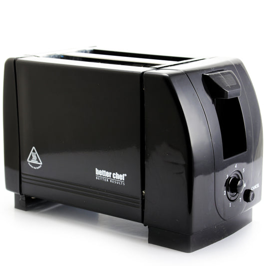 Better Chef 2-Slice Black Toaster - Adjustable Browning Control - Convenient Cancel Button - Easy-to-Clean Crumb Tray