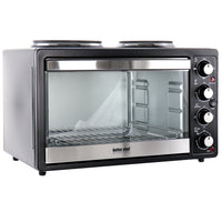 Better Chef Chef Central XL Toaster Oven and Broiler with Dual Solid Element Burners in Black - Compact All-in-One Cooker for Small Spaces and Travel