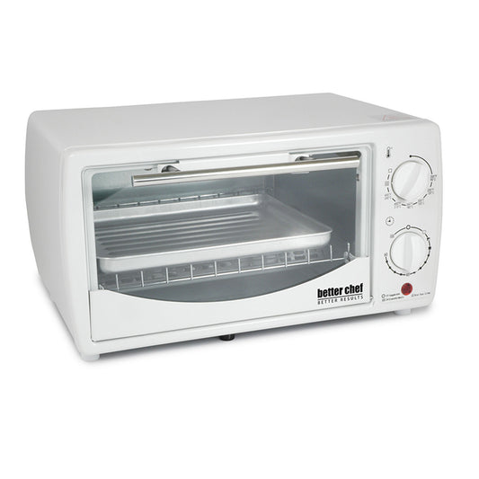 Better Chef 9 Liter Toaster Oven Broiler-White - Versatile Cooking for Toast, Pizza, Bagels, and More