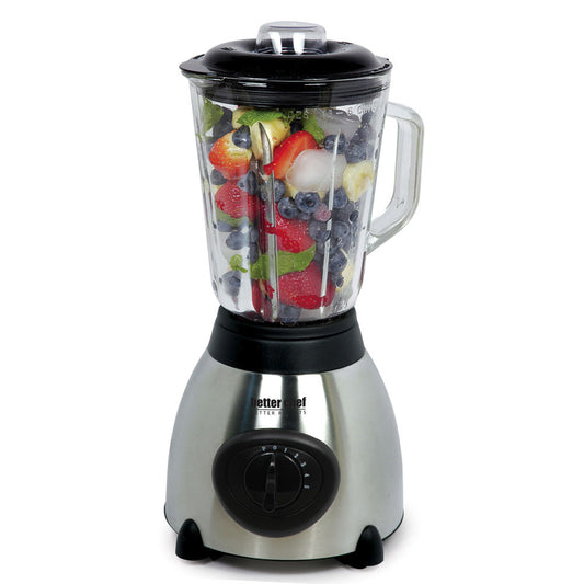Better Chef 500-Watt Stainless Steel Blender - Powerful Motor, 5 Speeds + Pulse Control, 6-Cup Glass Jar - Perfect for Smoothies, Salsas, Soups & Ice Crushing
