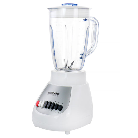 Better Chef 10 Speed 350 Watt Plastic Jar Blender in White - Versatile and Durable Blender with Glass Jar and Powerful Ice Crushing Power