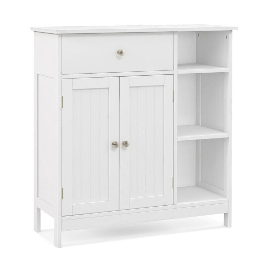 Freestanding Kitchen Cupboard Storage Organizer with 1 Large Drawer - Color: White