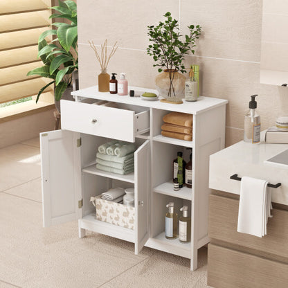 Freestanding Kitchen Cupboard Storage Organizer with 1 Large Drawer - Color: White
