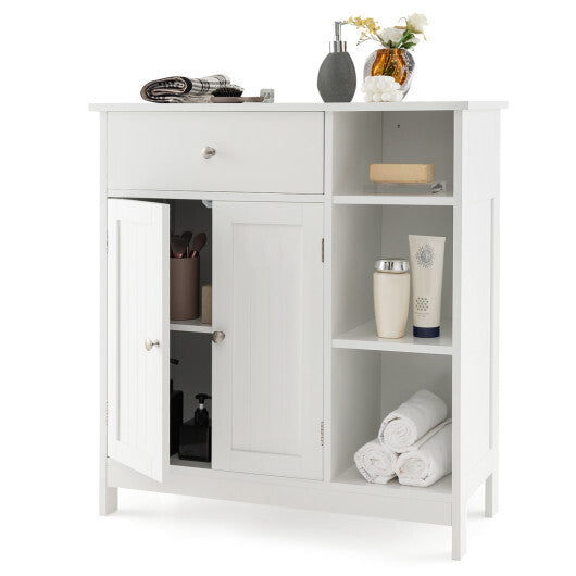 Freestanding Kitchen Cupboard Storage Organizer with 1 Large Drawer - Color: White