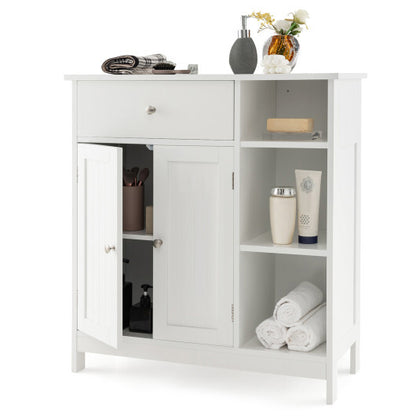 Freestanding Kitchen Cupboard Storage Organizer with 1 Large Drawer - Color: White