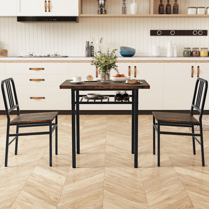 3-Piece Dining Table Set with Rectangular Kitchen Table and 2 Chairs-Rustic Brown