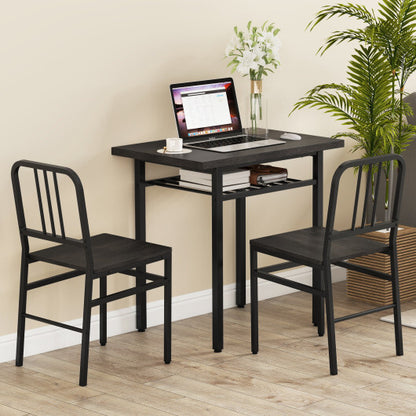 3-Piece Dining Table Set with Rectangular Kitchen Table and 2 Chairs-Rustic Brown