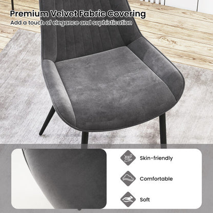 Dining Chair Set of 4 Faux Leather Upholstered Kitchen Chairs with Metal Legs-Gray