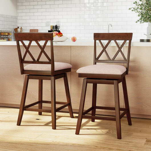 24 Inch Counter Height Barstools with Backrest and Upholstered Seat Cushion for Kitchen Dining Room-24 Inch