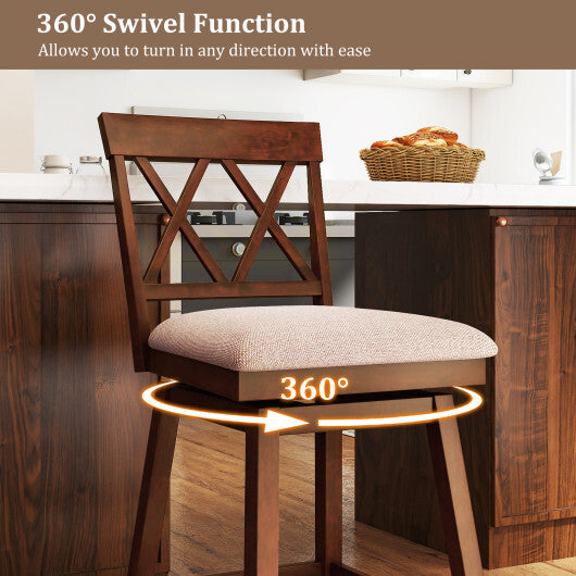 24 Inch Counter Height Barstools with Backrest and Upholstered Seat Cushion for Kitchen Dining Room-24 Inch