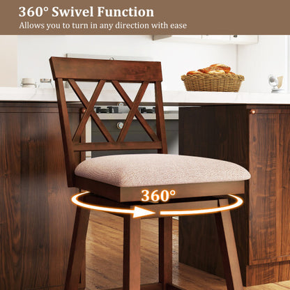 24 Inch Counter Height Barstools with Backrest and Upholstered Seat Cushion for Kitchen Dining Room-24 Inch