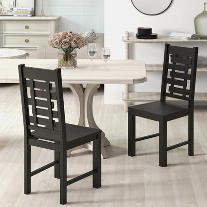 Wooden Dining Chair Set of 2 Solid Rubber Wood Kitchen Chairs-White