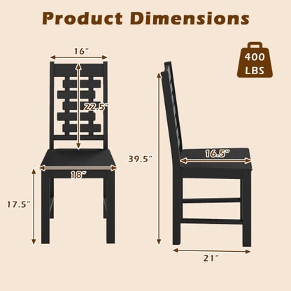 Wooden Dining Chair Set of 2 Solid Rubber Wood Kitchen Chairs-White