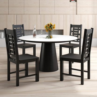 Wooden Dining Chair Set of 2 Solid Rubber Wood Kitchen Chairs-White