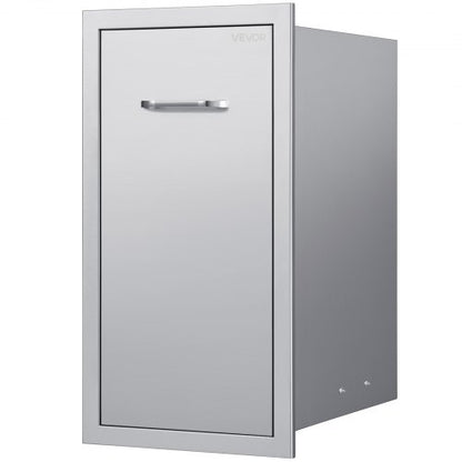 Outdoor Kitchen Trash Drawer, 13.54"W x 19.61"D x 25.79"H Interior Storage, Multi-Purpose Outdoor Kitchen Drawers Stainless Steel, 55 lbs Max Capacity per Tier, for Outdoors BBQ Island Kitchens