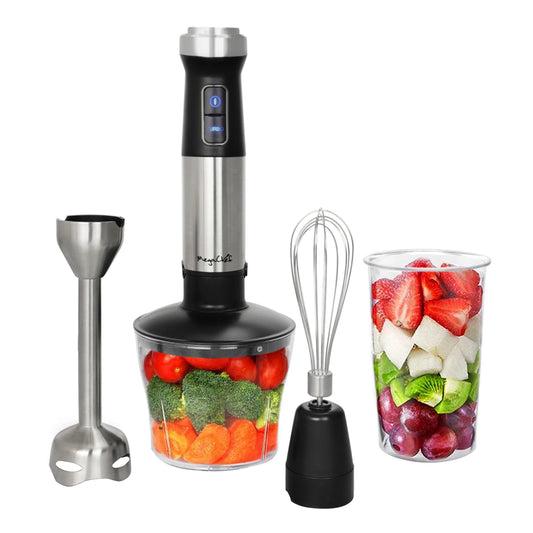 MegaChef 4 in 1 Multipurpose Immersion Hand Blender with Speed Control and Accessories - Chop, Whisk, Blend, and Create Delicious Recipes