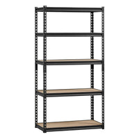 Storage Shelves, 2000 lbs, 5 Tier Garage Storage Shelving, 16" D x 32" W x 62.8" H Adjustable Metal Shelves for Garage Shelves Utility Rack Shelf, Ideal for Kitchen, Warehouse, Basement, Black