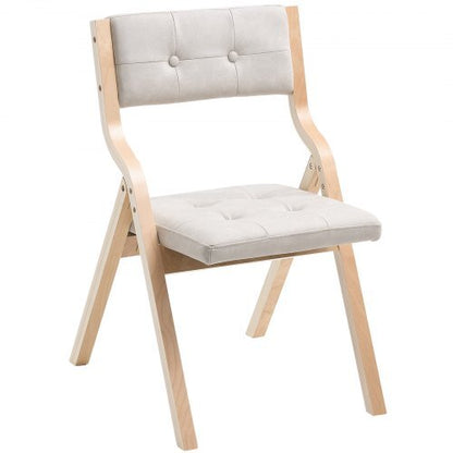 Wooden Folding Chairs with Cushion, Set of 4, Portable Foldable Cushion Chair with Wooden Frame, Modern Padded Dining Chair for Kitchen, Office, Wedding, Party, Dining Room, Easy Assembly, Beige