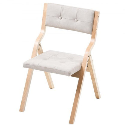 Wooden Folding Chairs with Cushion, Set of 4, Portable Foldable Cushion Chair with Wooden Frame, Modern Padded Dining Chair for Kitchen, Office, Wedding, Party, Dining Room, Easy Assembly, Beige