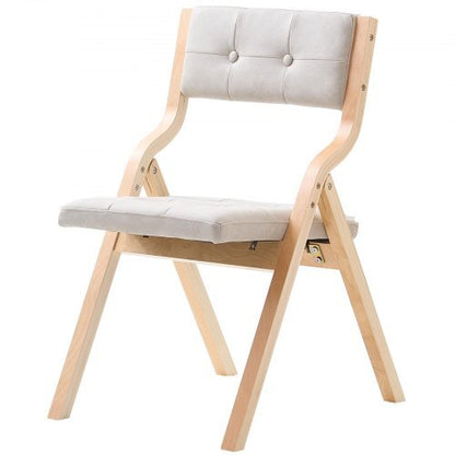 Wooden Folding Chairs with Cushion, Set of 4, Portable Foldable Cushion Chair with Wooden Frame, Modern Padded Dining Chair for Kitchen, Office, Wedding, Party, Dining Room, Easy Assembly, Beige