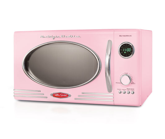 Nostalgia Retro Microwave for Countertop 0.9 Cu Ft Vintage Microwave, Pink