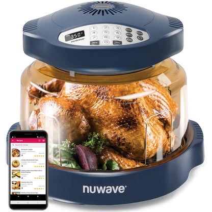 Nuwave Pro plus 2 Air Fryer, Infra-Red Oven Cook Healthy, 360 Surround Cooking, Adjustable Temps, 100 Presets & 50 Memory Air Fryer, Durable Power Dome, Deep Blue