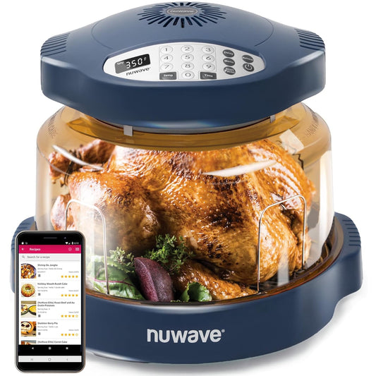 Nuwave Pro plus 2 Air Fryer, Infra-Red Oven Cook Healthy, 360 Surround Cooking, Adjustable Temps, 100 Presets & 50 Memory Air Fryer, Durable Power Dome, Deep Blue