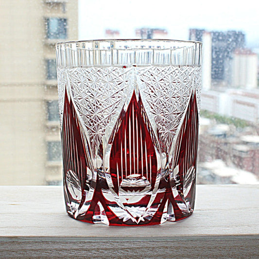 Color: Flame Red - Household Fashion Simple Crystal Glass Cup