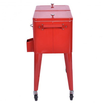 Red Portable Outdoor Patio Cooler Cart - Color: Red